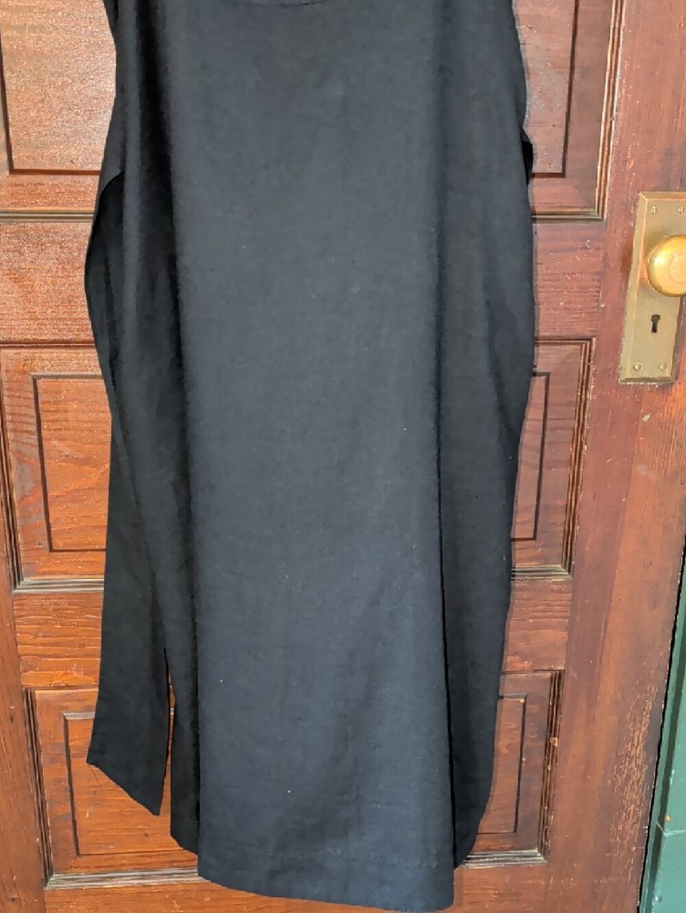 Linen Black Square-Neck Midi Milk Maid Dress Pockets Smocked Bow Pilcro L - Picture 4 of 12